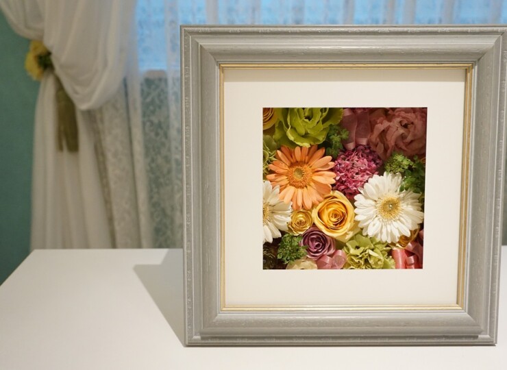ナチュラルフレーム グレー ブーケ保存 プロポーズ花束保存 名古屋 アトリエ由花