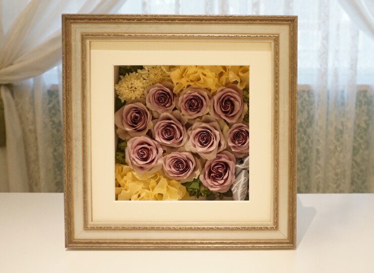 ロマンティックシルバーフレーム ブーケ保存 プロポーズ花束保存 名古屋 アトリエ由花