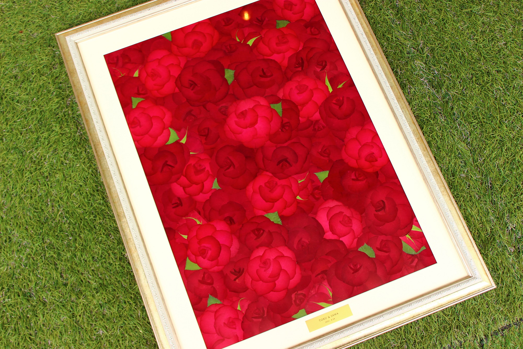 エレガントゴールドllフレーム押し花 ブーケ保存 プロポーズ花束保存 名古屋 アトリエ由花