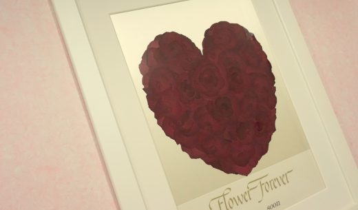 ホワイトフレーム 押し花保存赤バラハート