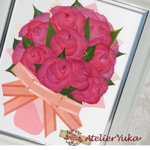 パールホワイト||毎年贈られる結婚記念日の花束を押し花で永遠に|完成アップ