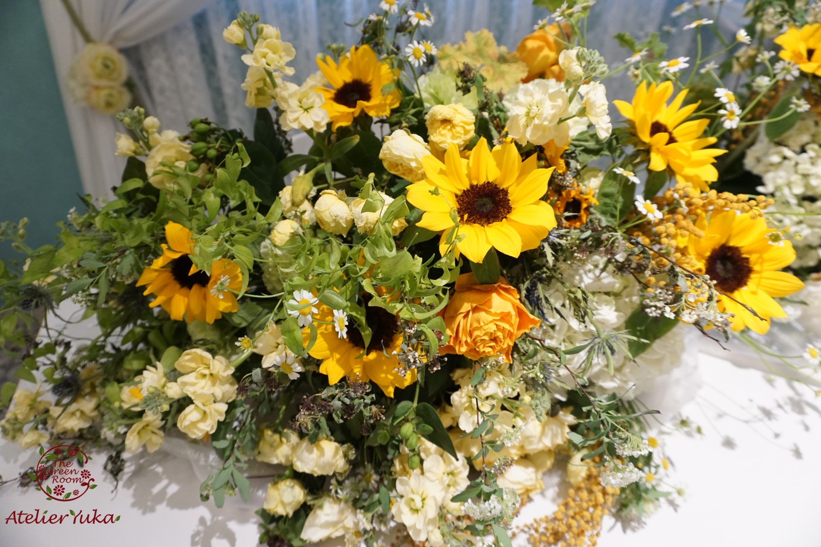 Bouquet結婚式会場装花ひまわりをブーケアフターアトリエ由花 3 ブーケ保存 プロポーズ花束保存 名古屋 アトリエ由花